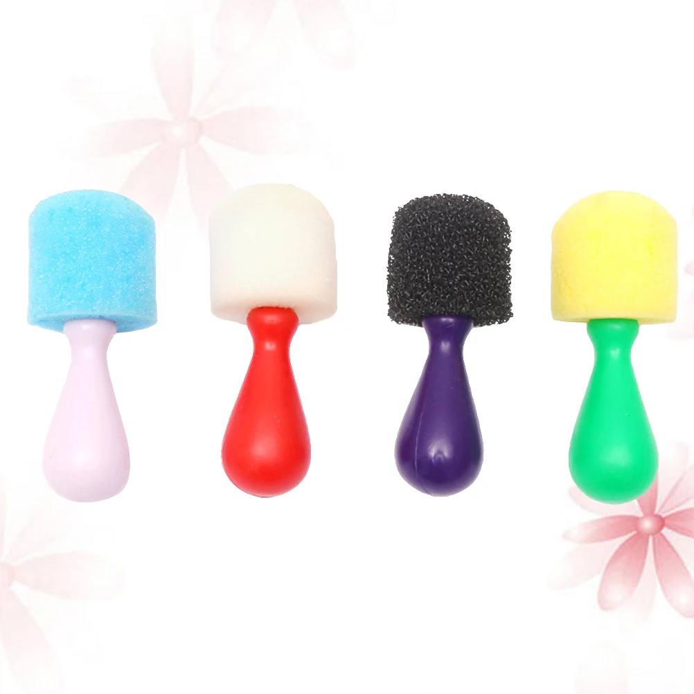 

4pcs Doodle Tools For Soft Sponge Heads Plastic Handles Kit For Diy Drawing Preschool Art Education Sponge Seals