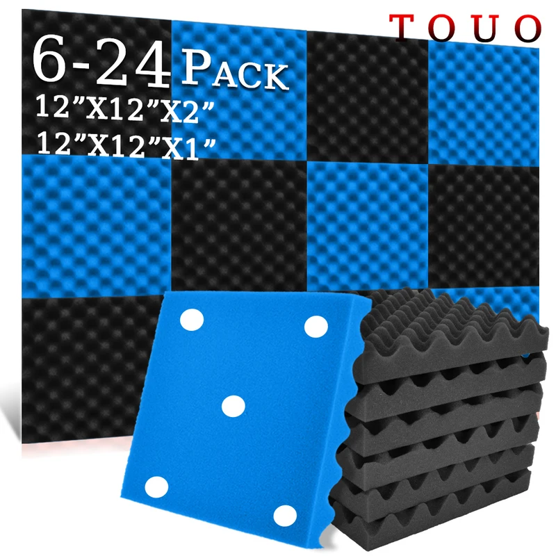 

TOUO 6/12/24 Pcs Egg Cotton Acoustic Foams High Density Wall Soundproofing Studio Sound Proof Foam Sound Absorbing Material