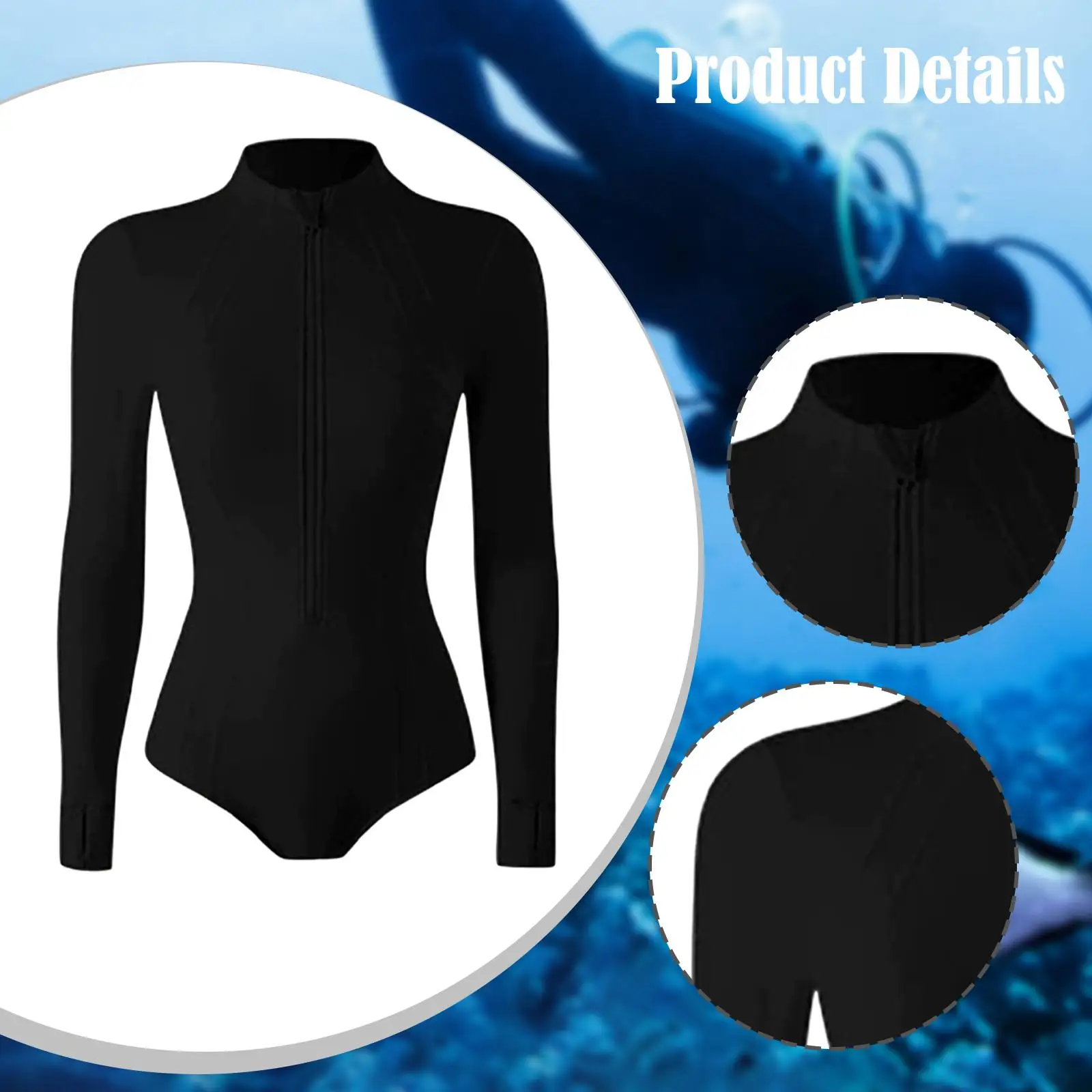 بدلة سباحة بأكمام طويلة للنساء تغطية كاملة بدلة ركوب الأمواج الناعمة للرياضات المائية والغوص والتمارين والسباحة