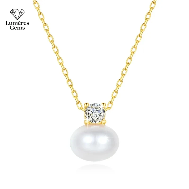

100% Real 18K Pearl Necklace Moissanite Stone Luxury AU750 K Gold Pendant Wedding Jewelry Gift With Certificate 2024