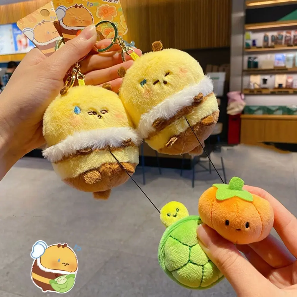 Pullable Bee Bee Bear Plush Dolls Tortoise Persimmon Bee Doll Plush Keychain PP Cotton Lucky Bee Stuffed Toys Pendant