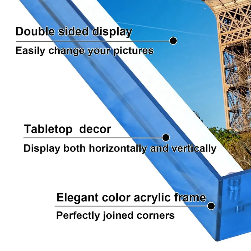 8.5X11 Picture Frame, Stunning Color Acrylic Floating Photo Frame,Horizontal And Vertical Formats For Display,Blue Easy To Use