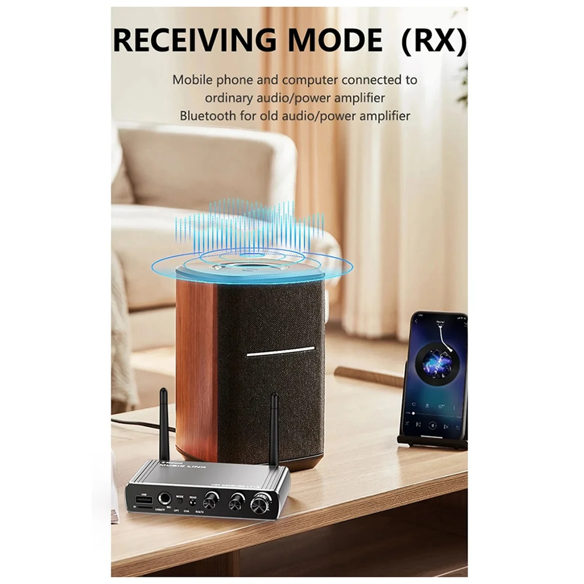 ABJG-New LY18 HIFI Lossless Bluetooth Receiver Long Distance Bluetooth Adapter 5.4 Adapter Audio
