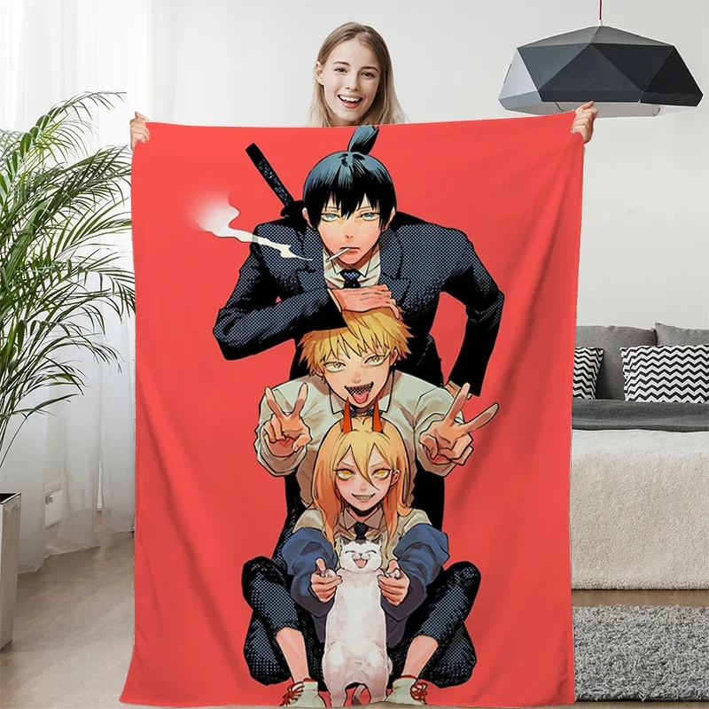

Anime Fluffy Soft Blanket for Winter King Size A-Chainsaws Man Warm Bed Fleece Custom Decorative Sofa Blanket Microfiber Bedding