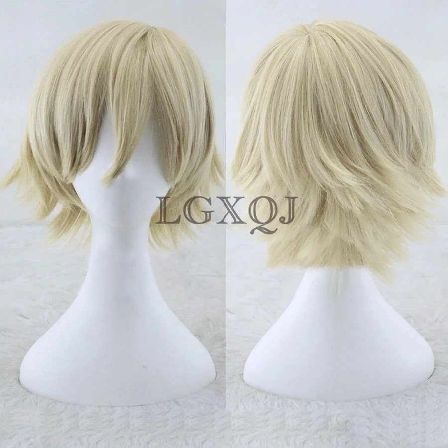 Anime BLEACH Urahara Kisuke Cosplay Wig Kisuke Urahara Wigs Short Blonde Hair Heat Resistant Men Party In Stock Wigs + Wig Cap