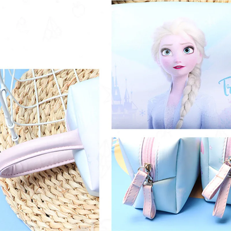 Anime Disney Frozen Elsa Cosmetic Bag Kawaii Elsa Portable Pencil Case Large Capacity Stationery Storage Bag Cartoon Wash Bag