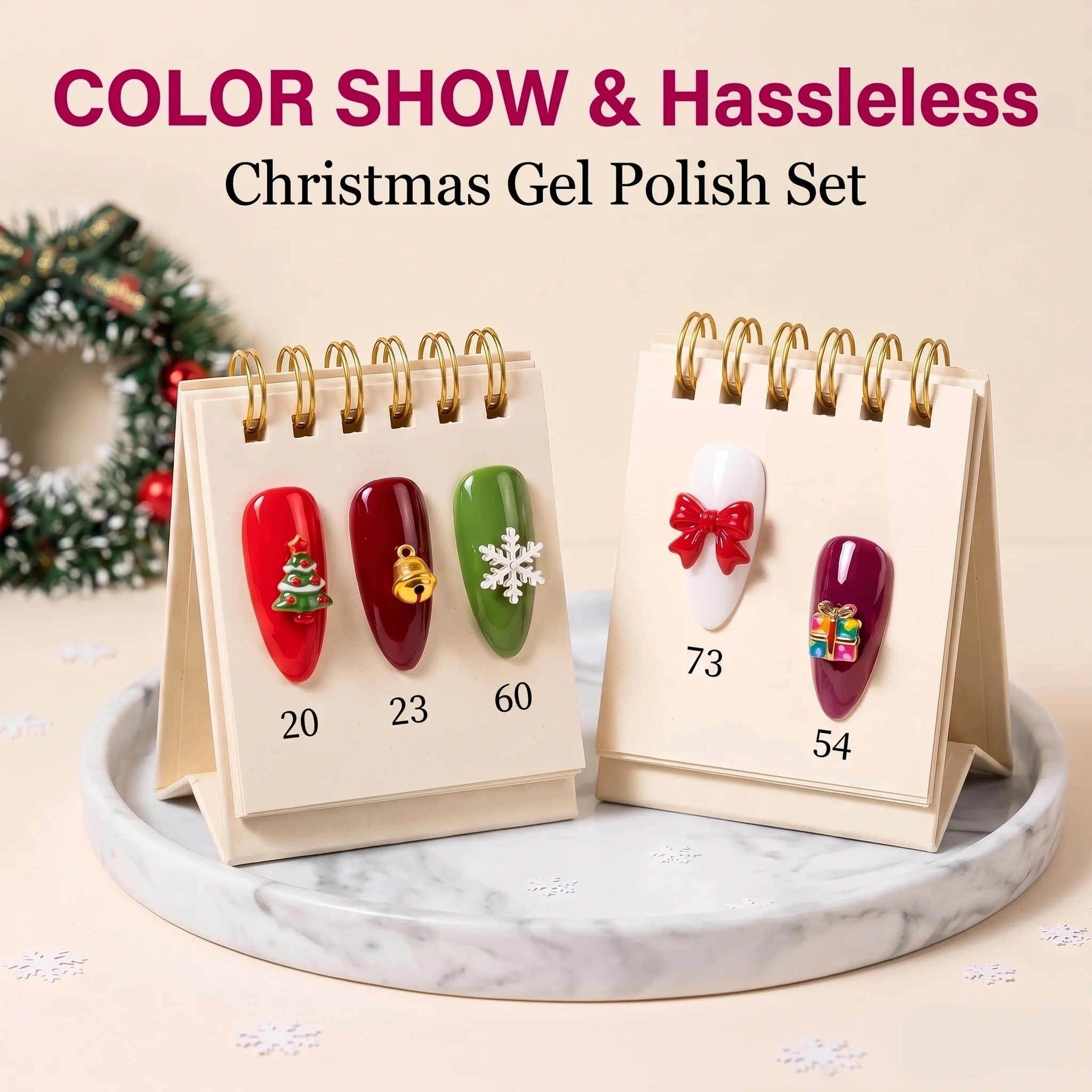 Hassleless 5Pcs Classic Christmas-Themed Red and Green Solid Color Socks, Filled with Small Nail Art Gifts, Suitable for Holiday Nail Art Gifts for Nail Art Enthusiasts, Home Diy, Nail Salons, and Halloween Nail Art Painting.