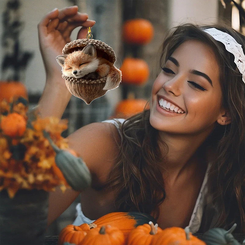 الغابات الحيوان الجوزة الحلي 2D شقة مريحة الغابات عيد الميلاد الحلي ، 2026 جديد الصنوبر مخروط الحيوان الديكور #3