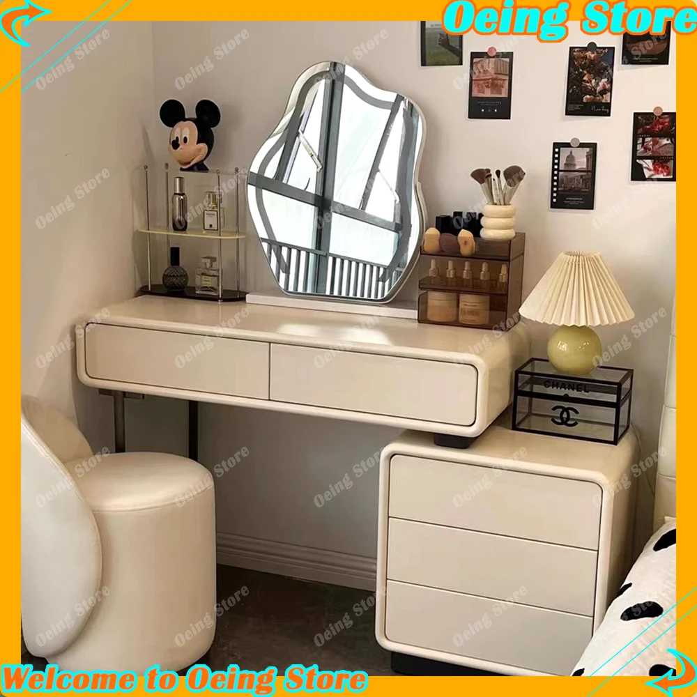 

Girls Storage Dressing Table Jewelery Box Nordic 4 Drawer Luxury Dresser Bedroom Mirror Light Coiffeuses De Chambre Decoration