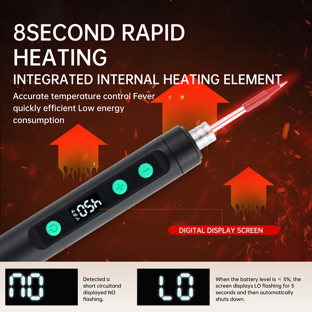 Wireless Soldering Iron Mini Electric Soldering Iron Portable Soldering Iron 15W Adjustable Temperature Soldering Tool Type-C 5V