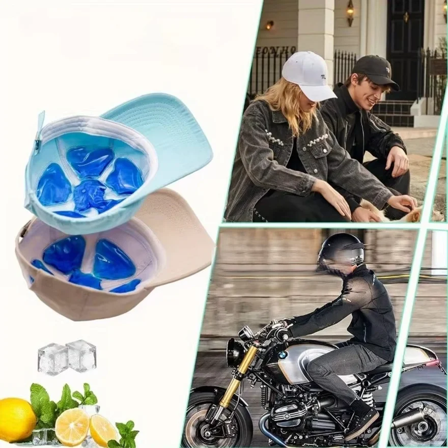 Blue PVC Gel Ice Pack - Adjustable Cooling Pad for Helmets & Hats | Reusable Cold Compress Travel Portable Outdoor Accessory