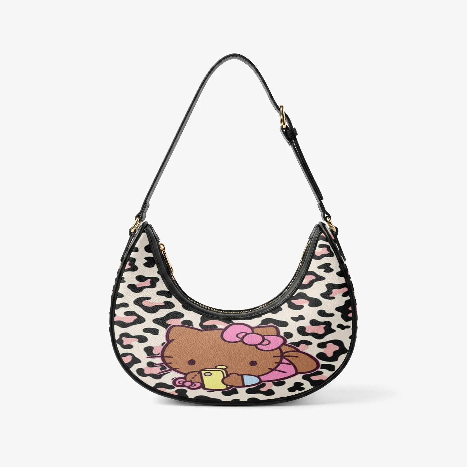 

Hello Kitty Cartoon Pattern Print Moon Bag High-Quality Women'S Handbag Customizable Pattern Designs Fashionable And Cute