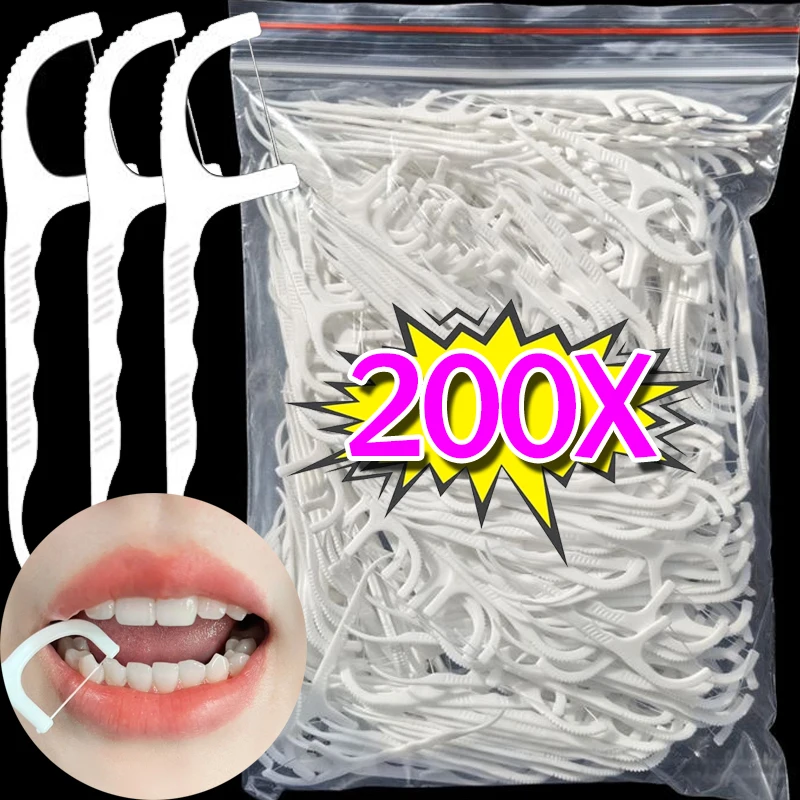 200PCS Disposable Dental Floss Deep Cleaning Between Teeth Interdental Brush Toothpick Floss Pick Oral Hygiene Care Dental Floss