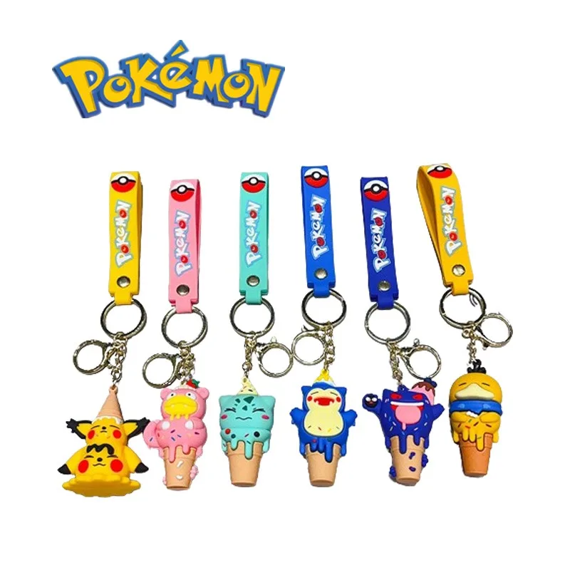 Porte-clés de dessin animé Pokemon Pikachu Sicilax, pendentif de sac d'école, cadeau d'anniversaire, modèle de crème glacée, version Q périphérique, 7cm