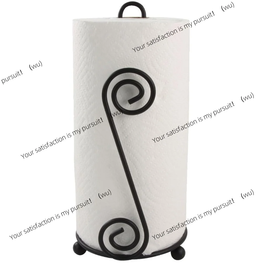 

Black Paper Towel Holder Metal Scroll Design Sturdy Construction Easy Loading Kitchen Dining Room Countertop Storage