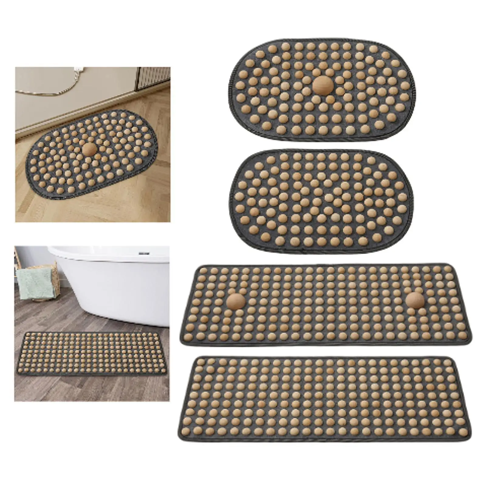 

Wood Foot Acupressure Mat Flexible Massage Pad Home Spa Massage Board Portable for Seniors Elderly Point Pad Massage Tool