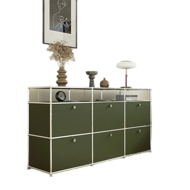Olive green modular TV cabinet multi-function cabinet simple storage cabinet used stainless steel sideboard