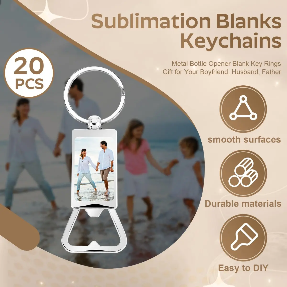 

NOCM 20 шт. металлические открывалки для бутылок, пустые брелоки для ключей, подарочные сублимационные заготовки, брелки для вашего парня, мужа, отца