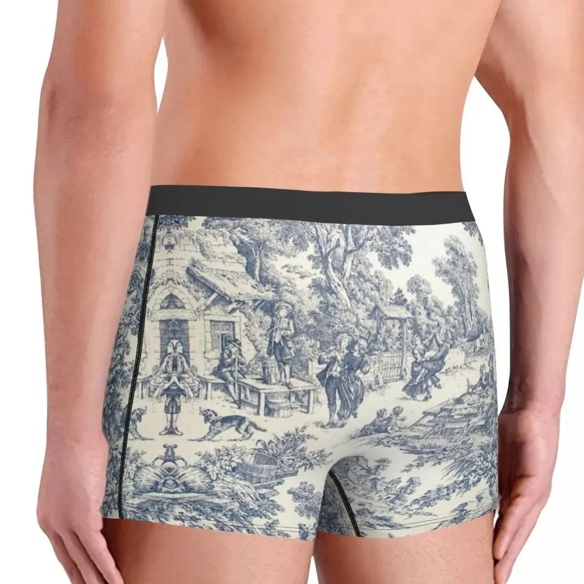 Benutzer definierte toile de jouy 2 Boxershorts Herren Französisch Marineblau Motiv Slips Unterwäsche coole Unterhose