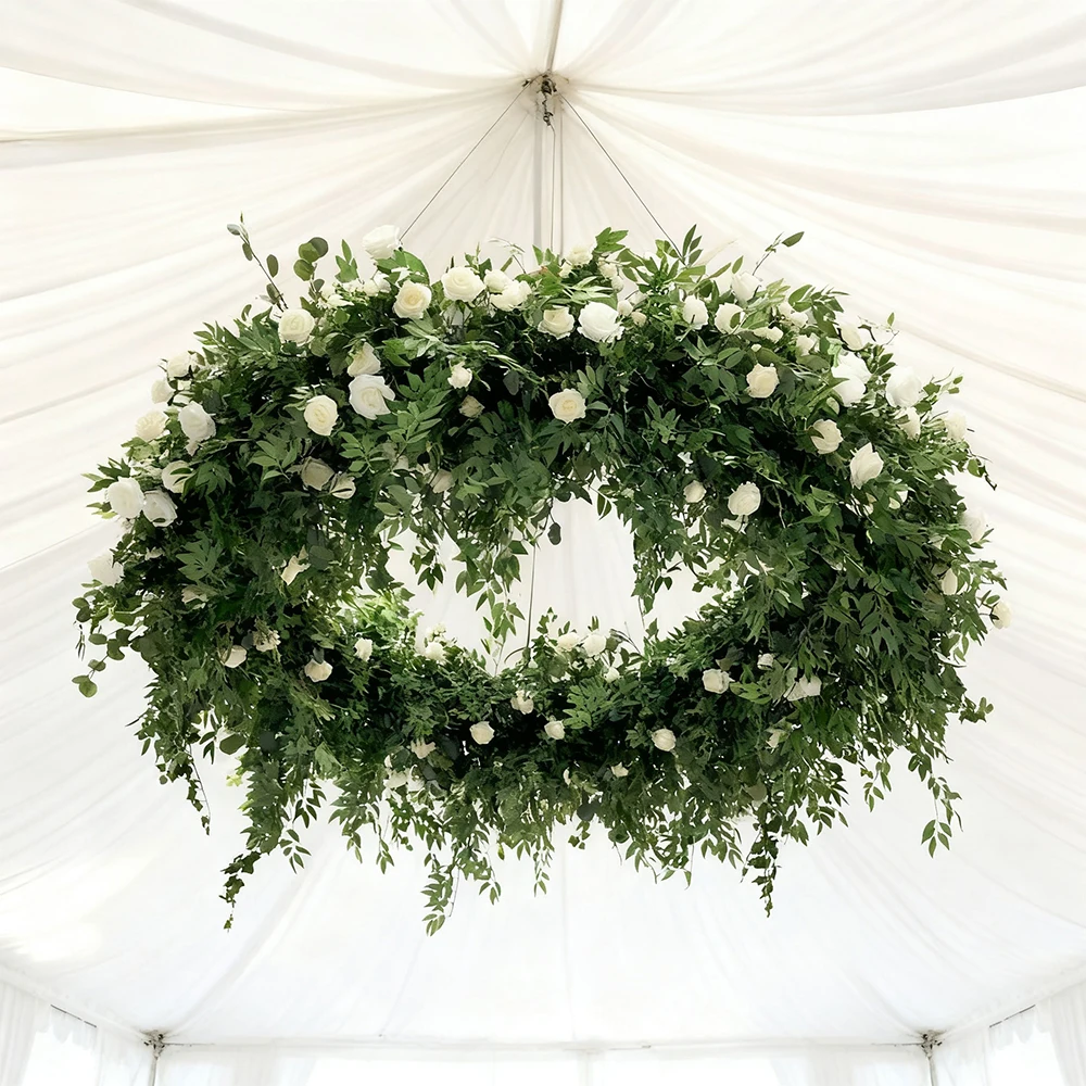 GNW Luxury Wisteria Flower Ceiling With Green Leaves Realistic Floral Ceiling Installation From Direct Factory