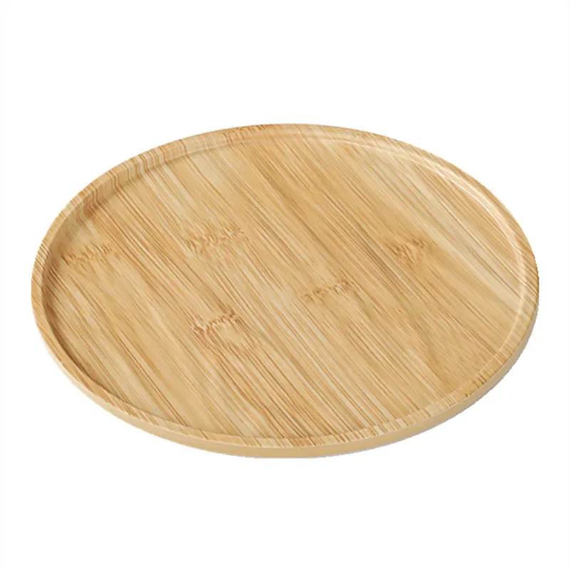 Imitation Wood Grain Round Sushi Plate Food Grade Plastic Restaurant Barbecue Steak Home Kitchen Tableware