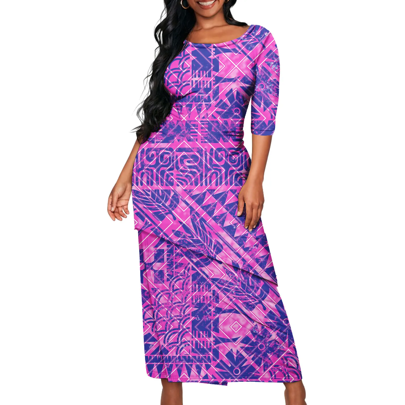 Tonga Puletaha Dress Polynesian Style 2 Piece Set Clothing Samoa Women Dresses Tribe Island Church Clothes Custom