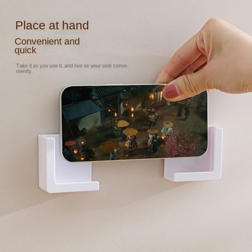 1Pair Durable Wall Mounted Mobile Phone Holder Multi-functional Self-adhesive Tablet Computer Stand Split Type Bracket