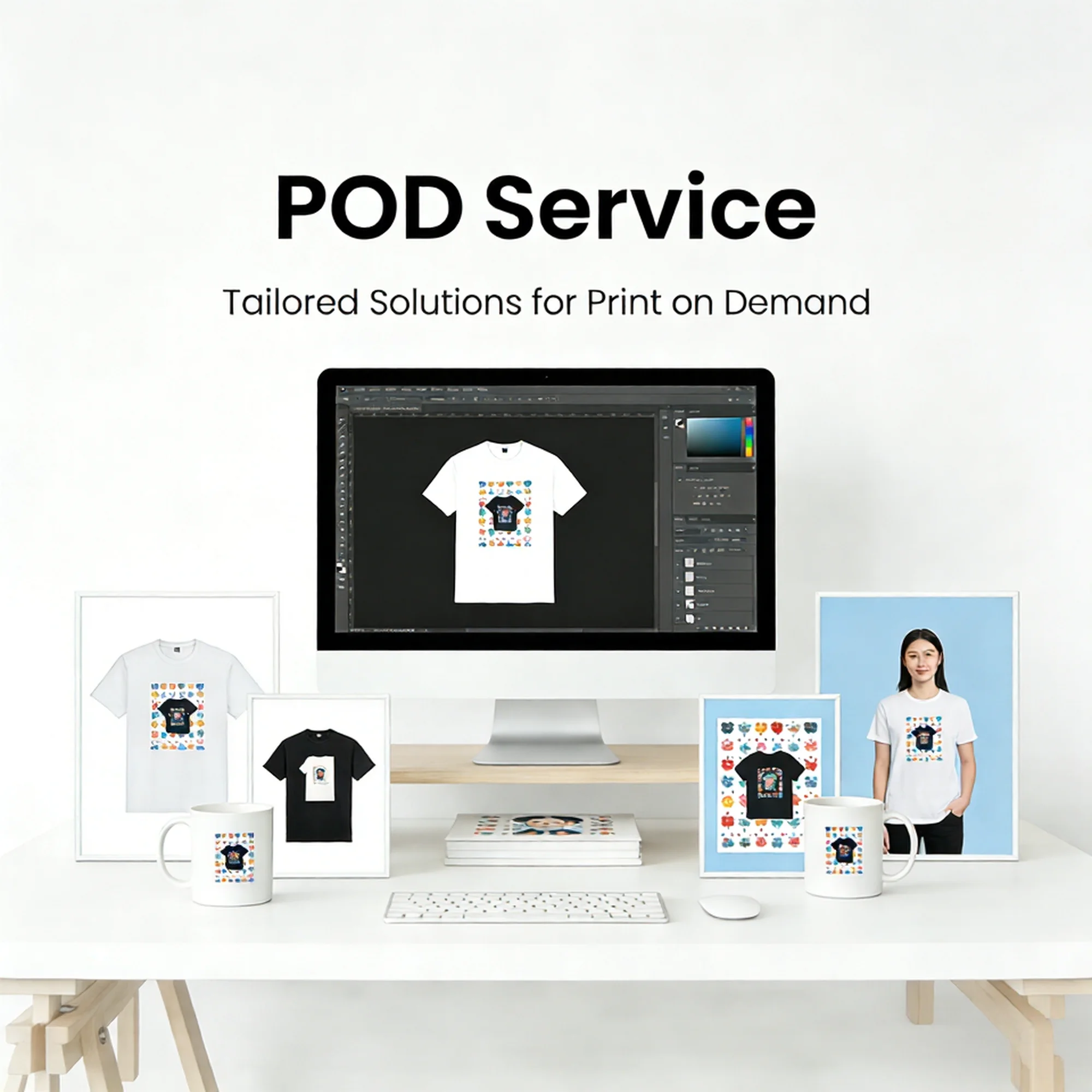 Pod Service Professional Customization POD T-shirt Patch Mug Jeans Coaster Bag Personalization Custom Heat Press Transfer Print