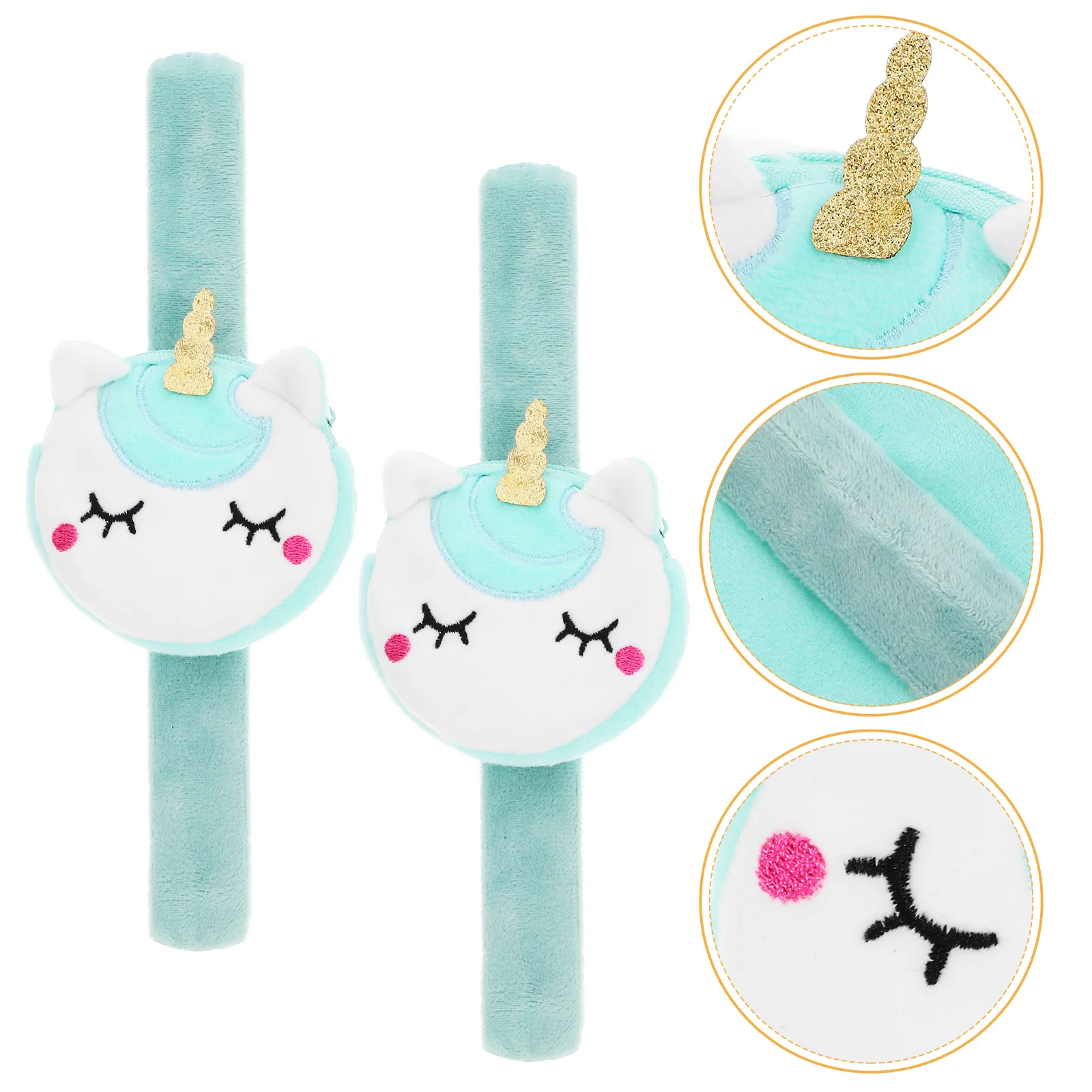 2 Pcs Pop Ring Wallet Slap Bracelets For Kids Unicorn Party Favors Snap Coin Purse Bulk