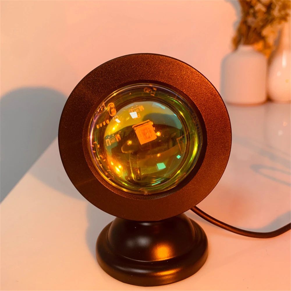 Mini USB Sunset Lamp Led Projector Night Light 16 Colors Rainbow Atmosphere Light Photography Background Home Bedroom Decoration