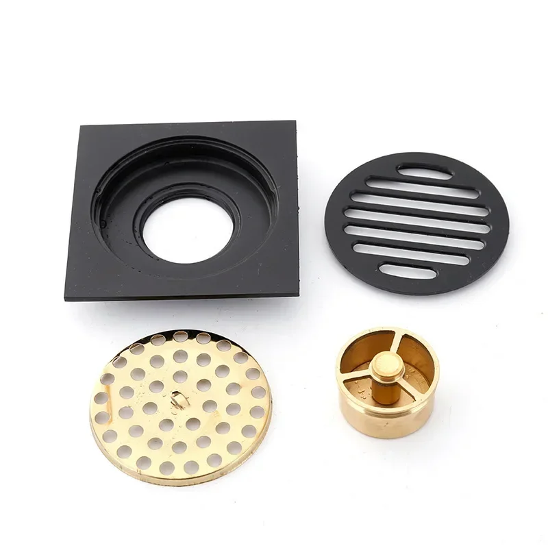 10X10cm square black all copper deodorization filter cover floor drain shower floor drain bathroom hardware accessories 4