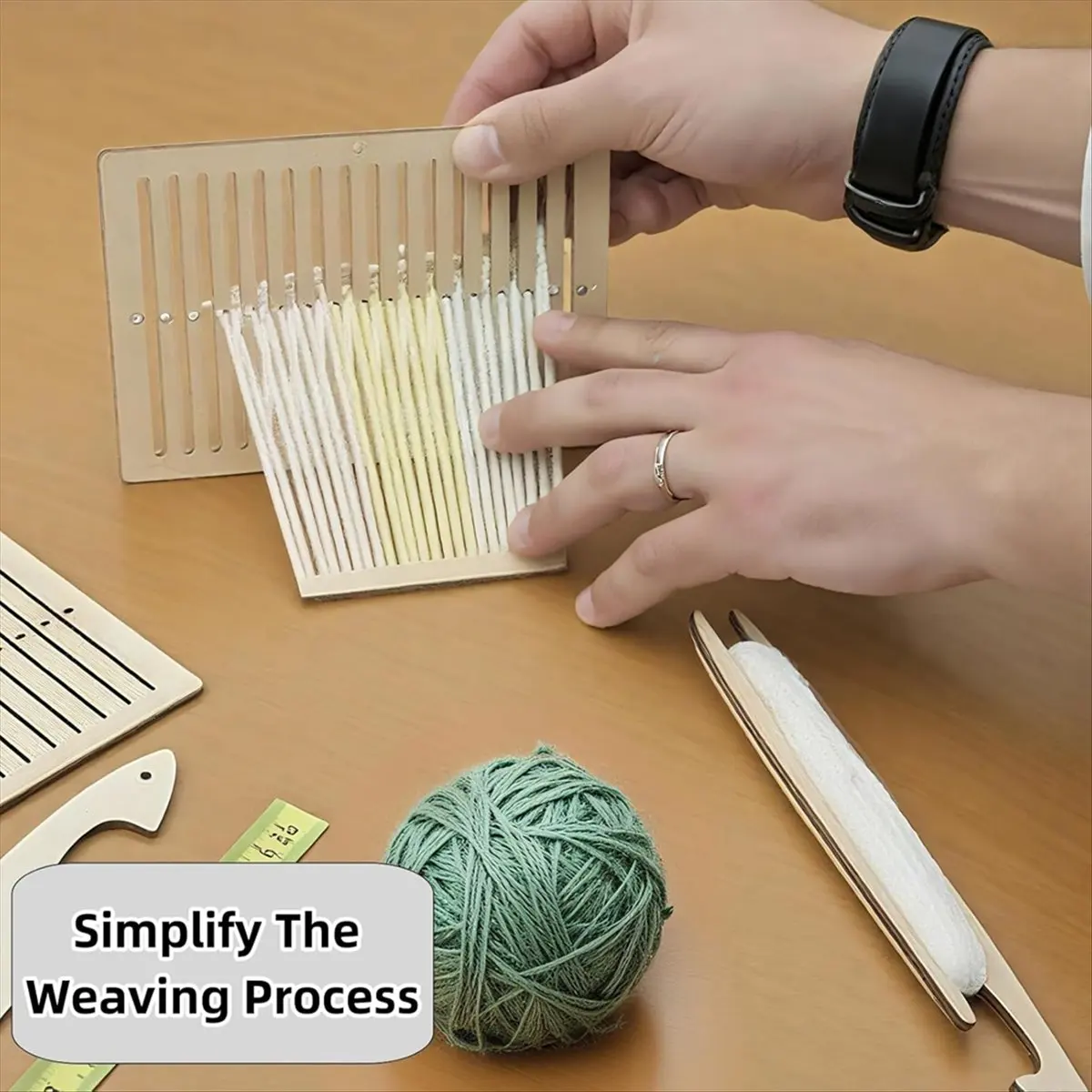 REST Rigid Heddle Kit 4 Pcs Wood Weaving Shuttles and Accessories for Adult Beginner Quick Weave Set for Bracelet Bag Belt