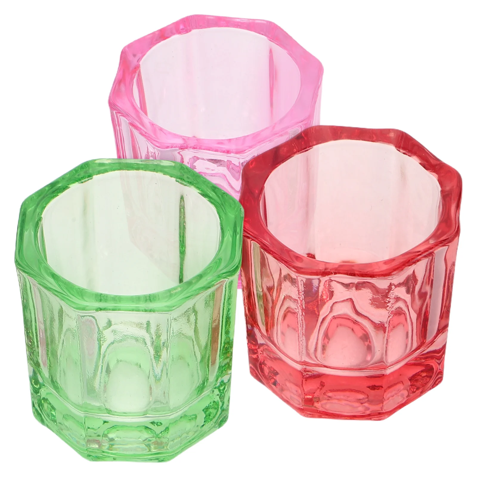 

3Pcs Dappen Dish Cups Octagonal Glass Nail Monomer Liquid Bowl Powder Holder Nail Extension Supplies Crystal Mixing Cups