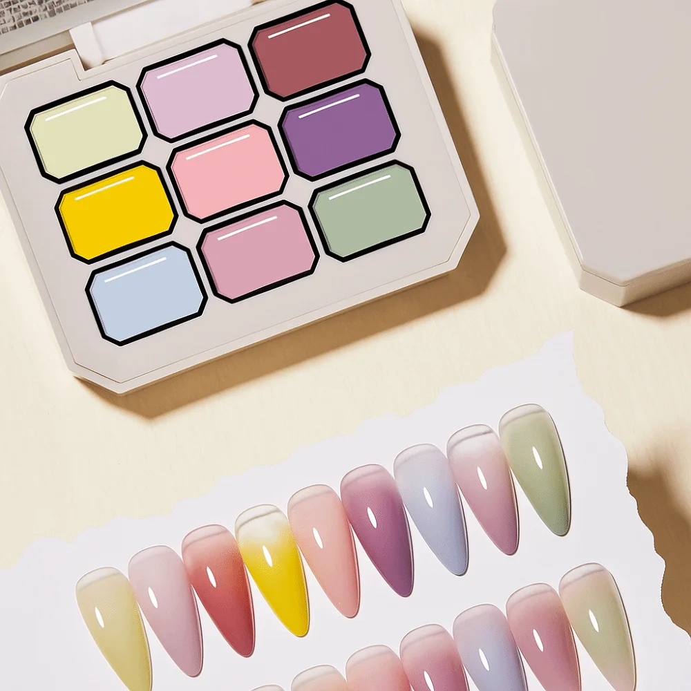 미니 4IN1 팻 옴브레 젤 네일 폴리쉬 프렌치 네일 매니큐어 9색 간편 그라데이션 페인팅 젤 UV 바니쉬 페인트 아트 젤 DIY용