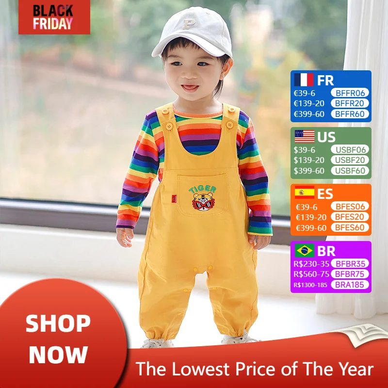 0-3 Years Newborn Baby Clothes Boy Girl Sets Kawaii Overall +Top Long Sleeves Children's Set Autumn Lovely Tiger Cotton Baby