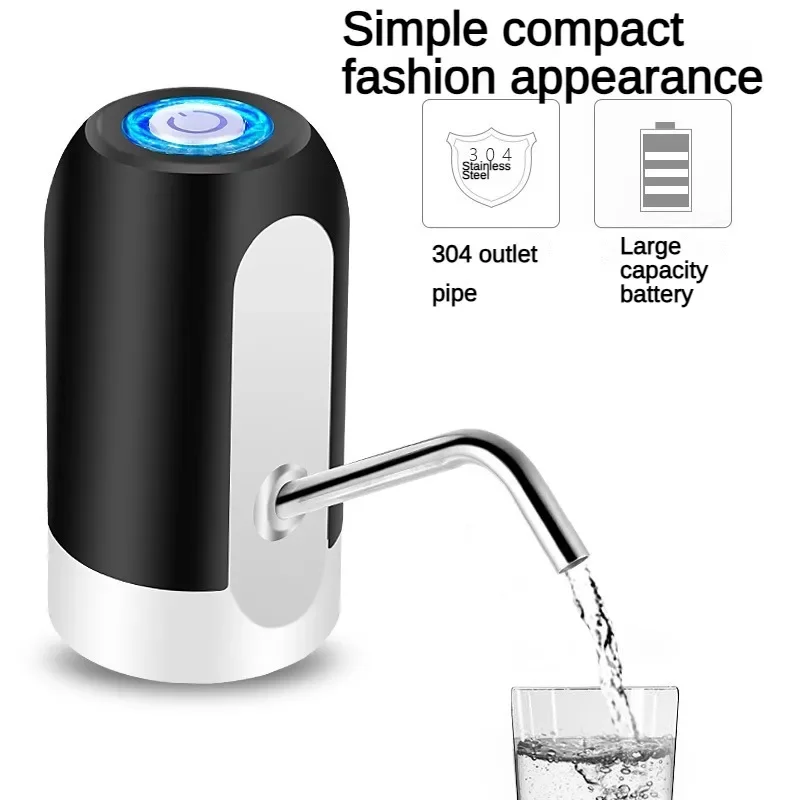 1pc Black/White Automatic Water Bottle Pump USB Charging Water Pump One Button Automatic Switch of Water Dispenser