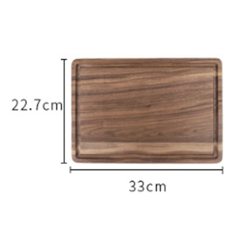 Black Walnut Chopping Board Steak Board Solid Wood Steak Tray Preservative Kitchen Cutting Board Slotted Steak Plate Bread Dish