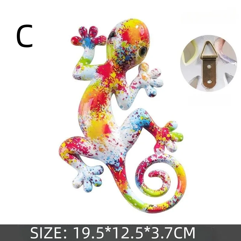 Lovely Gecko Wall Sculpture, Lizard Art Hanging Ornaments, Climbing Gecko Statues, Resin Adornment Craft Statue, Animal Ornament