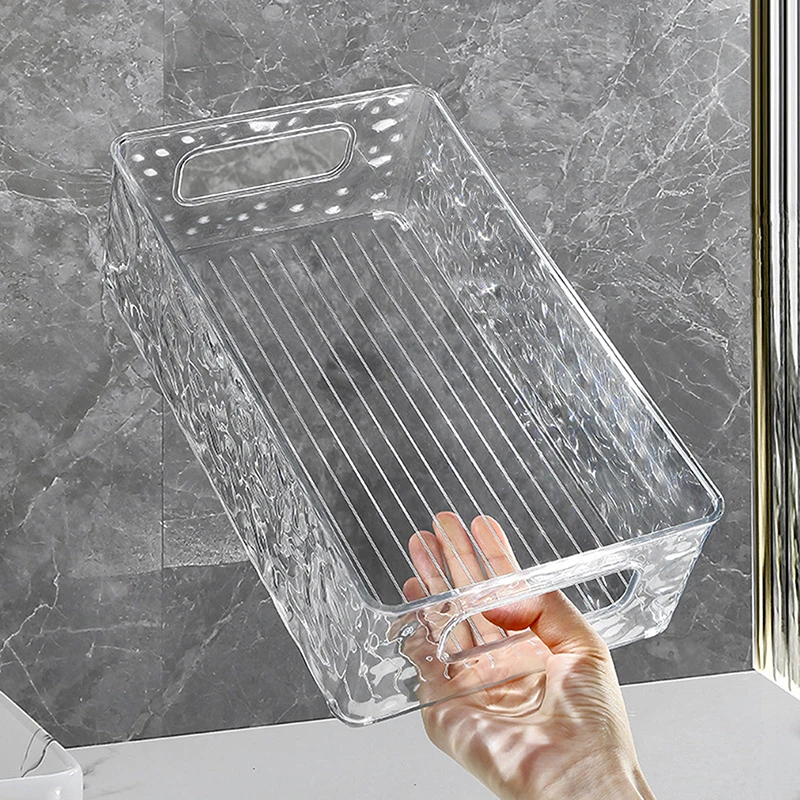 Cosmetics Classification Storage Basket, Acrylic Glacier Pattern Stackable Storage Box, Bathroom Shelf