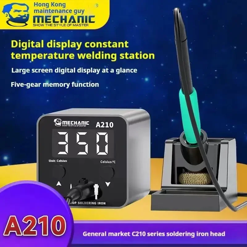 MECHANIC A210 T12 Desktop Portable Soldering Station Mini Soldering Iron Precision Temperature Control Short Circuit Protect LED