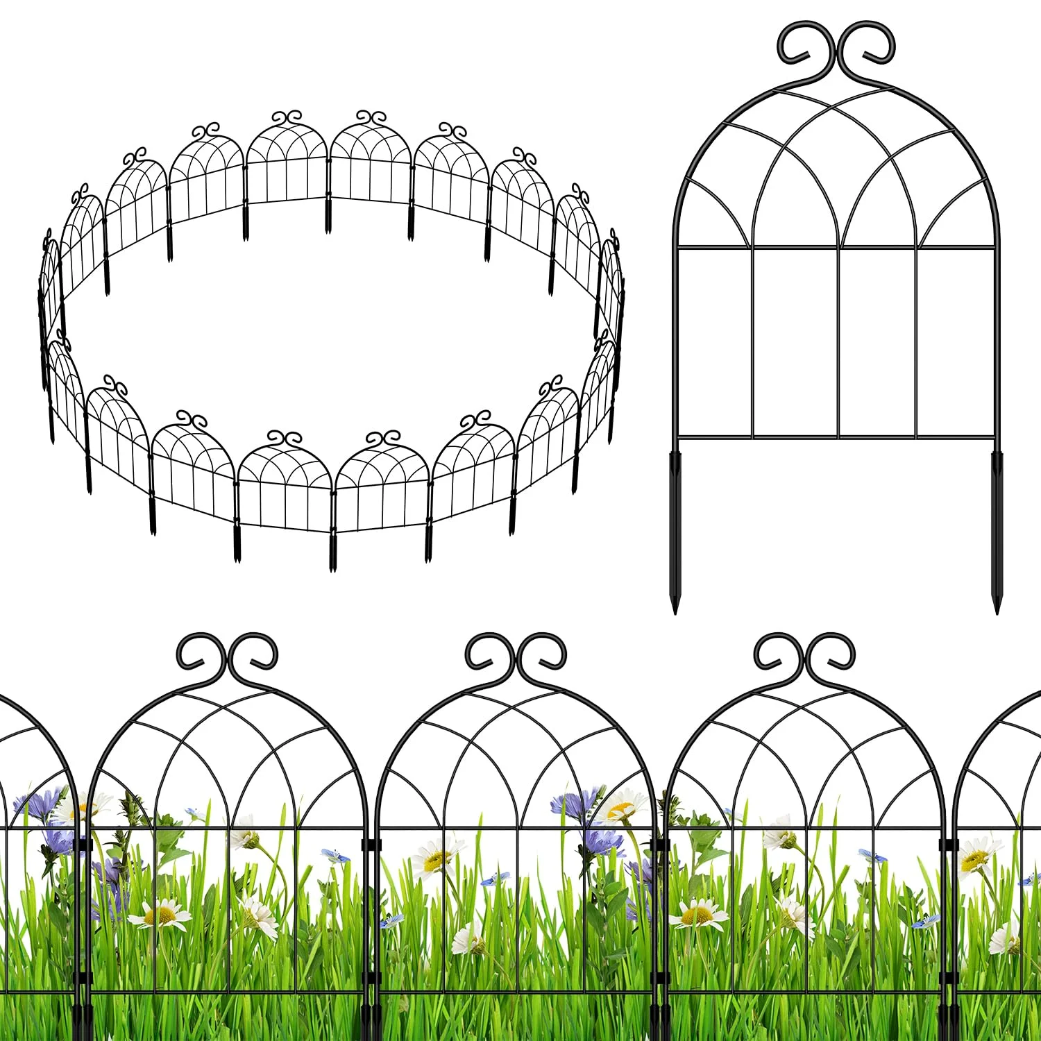 

20 Pcs Decorative Garden Metal Fence, No Dig Fencing Border Animal Barrier Fence, for Landscape Patio Yard Outdoor Decor