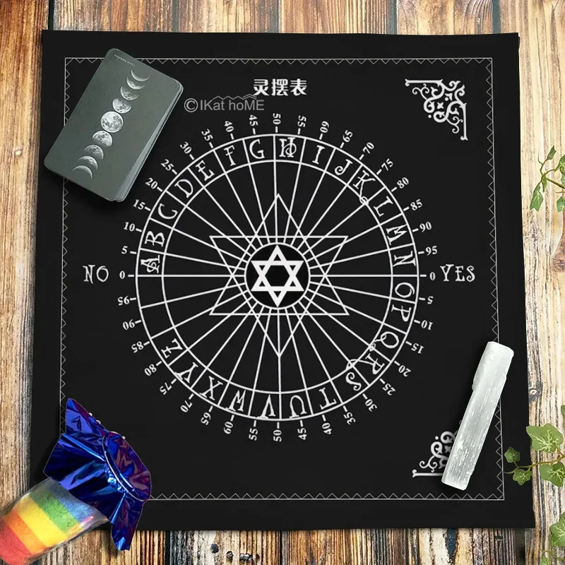 Velvet Tarot Tablecloth Pendulum Chart Altar Cloth Spiritual Pentacle Pentagram Oracle Card Pad Divination Witchcraft Spreads