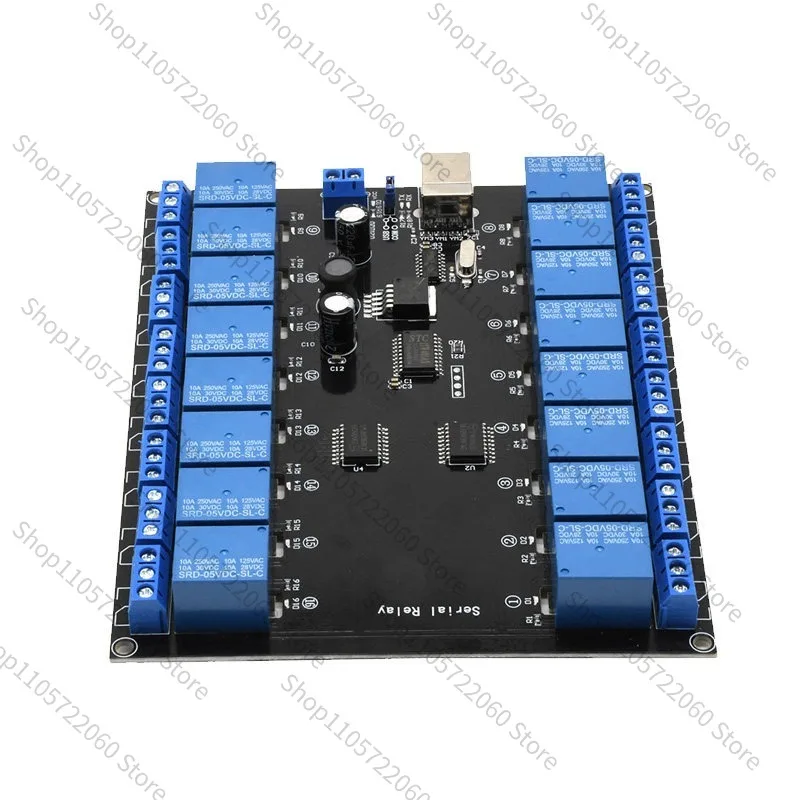 For 16‑CH USB Serial Relay Module DC7‑38V PC Controlled Switch 16‑Channel IO Controller