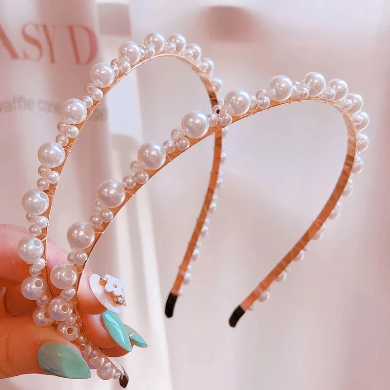 Elegant Simulated Pearl Beads Hairband Hair Accessories Fashion 2022 Crystal Hair Hoop Handmade Headband Headwear For Girl Women