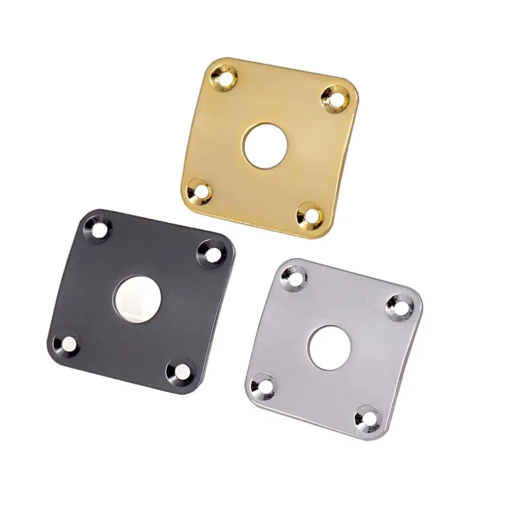 Tooyful 2pcs Metal Curved Bottom Jack Plate Square Jackplate for LP Electric Guitar Parts