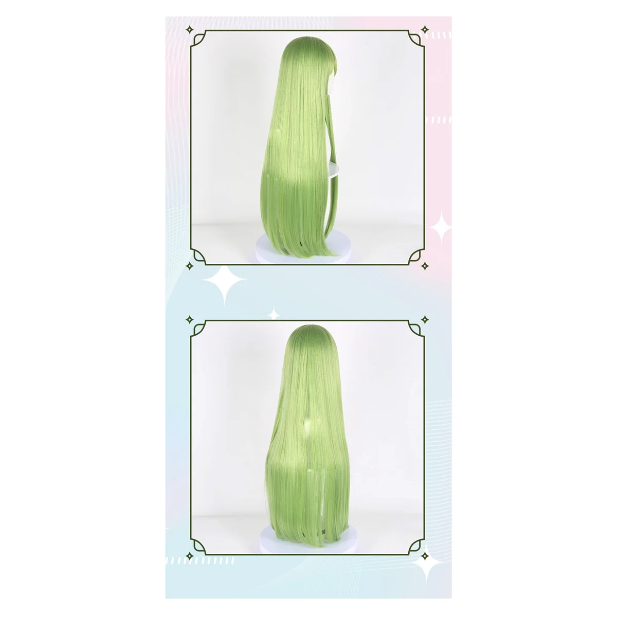 

AAA04R Длинный прямой парик зеленого цвета, синтетический парик из волокна, парик из лисы и демона, плетеный парик для аниме-косплея