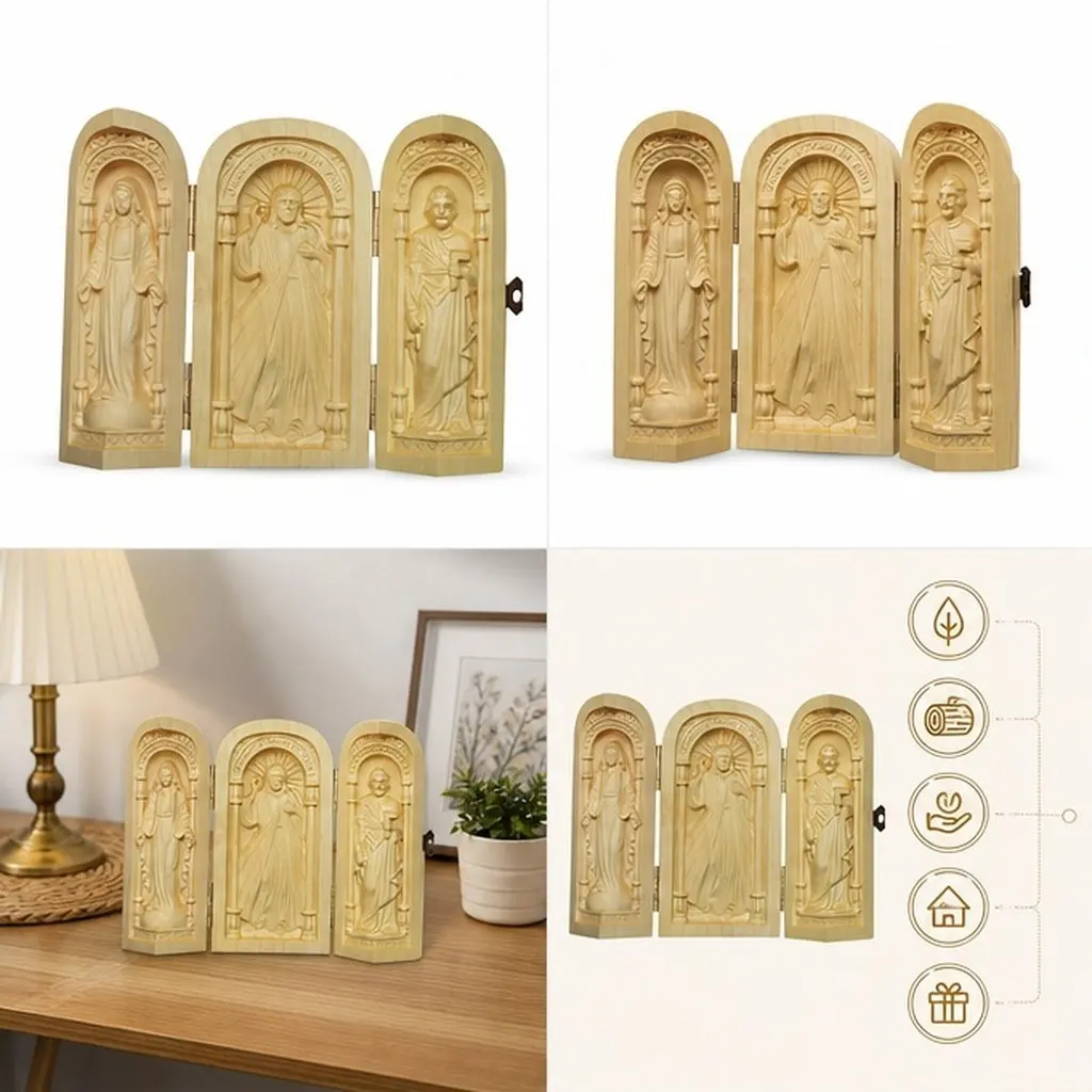 1Pcs Box Design Huangyang Wooden Jesus Ornament Creative Christian Decoration Desktop Craft Excellent Gift for Home Office