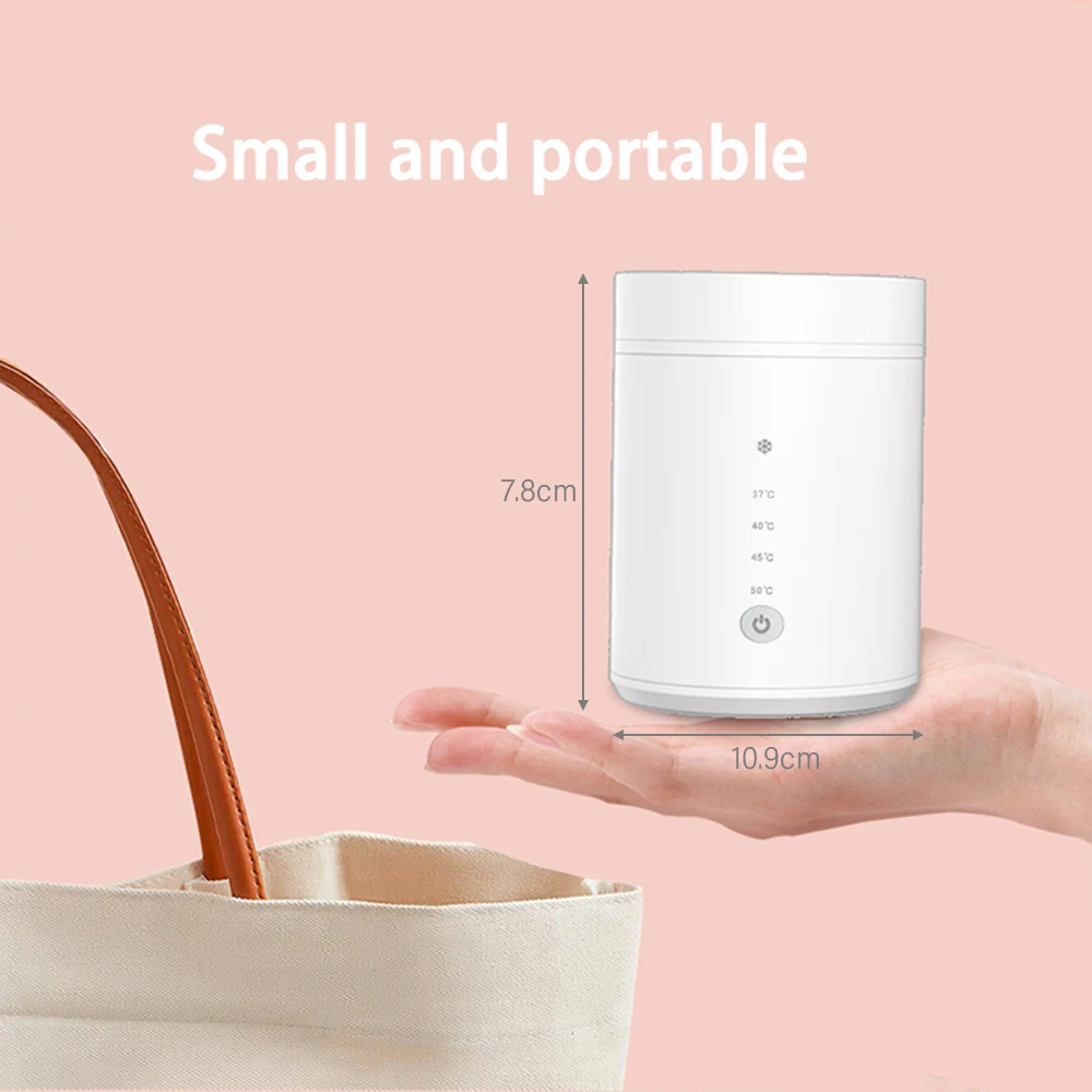 Portable Baby Milk Bottle Warmer Wireless Milk Heater Defrosting & Heating Dual Modes 4 Levels Temperature Built-in Battery