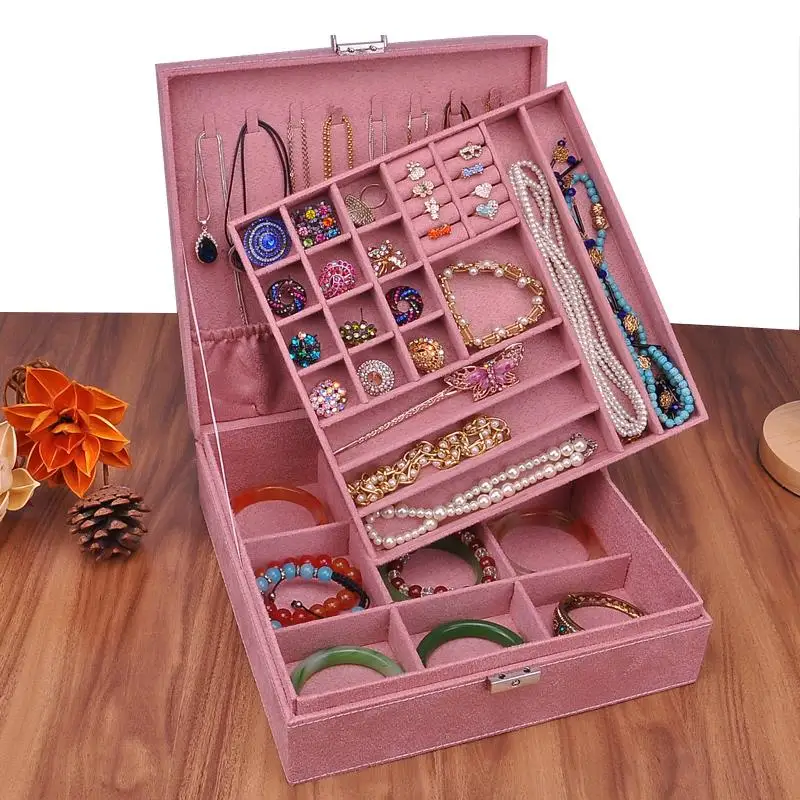 

Retro Flannel Storage Boxes Creative Household Square Multi Layer Jewelry Cosmetic Boxes Room Multifunctional Storage Containers