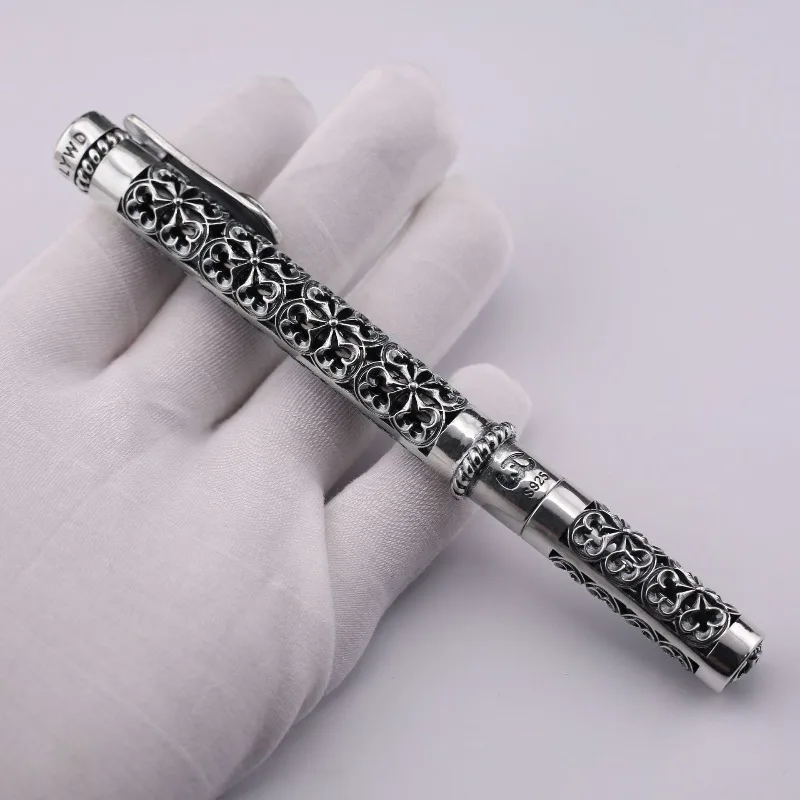 

BALAOYE Silver 925 Japanese Cherry Blossom Relief Ballpoint Pen Good Art Premium Business Metal Ballpoint Pen Gift Men and Women